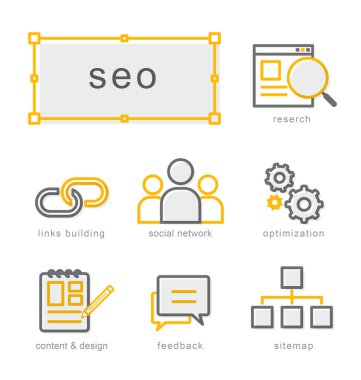 Thin line icons set, Search Engine Optimization clipart