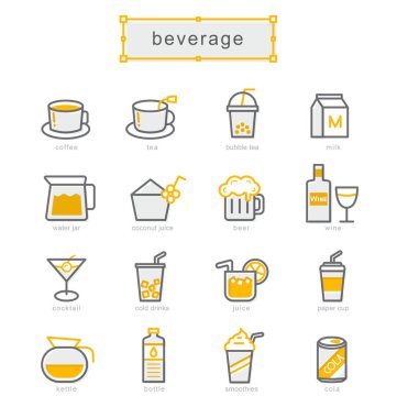 İnce çizgi simgeler kümesi, içecek