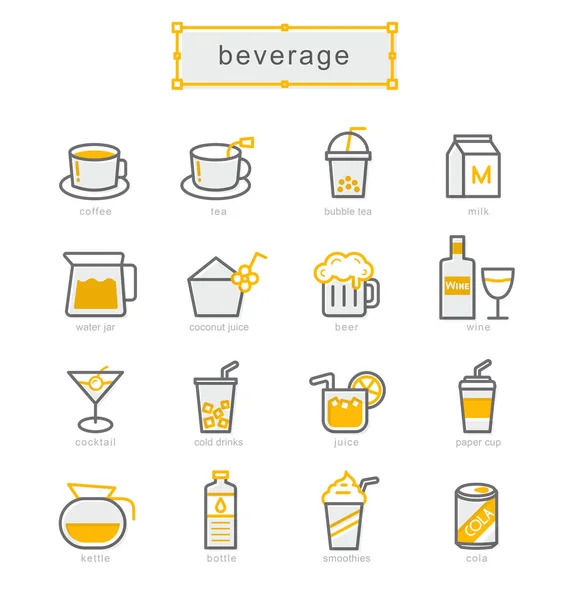 Conjunto de ícones de linha fina, bebida — Vetor de Stock