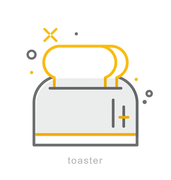 Ikony s tenkou čárou, toaster — Stockový vektor