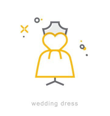 İnce çizgi simgeler, gelinlik