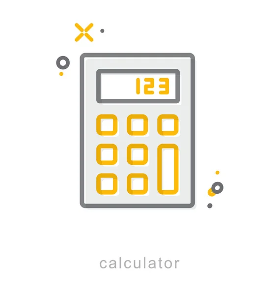 Icônes de ligne mince, Calculatrice — Image vectorielle