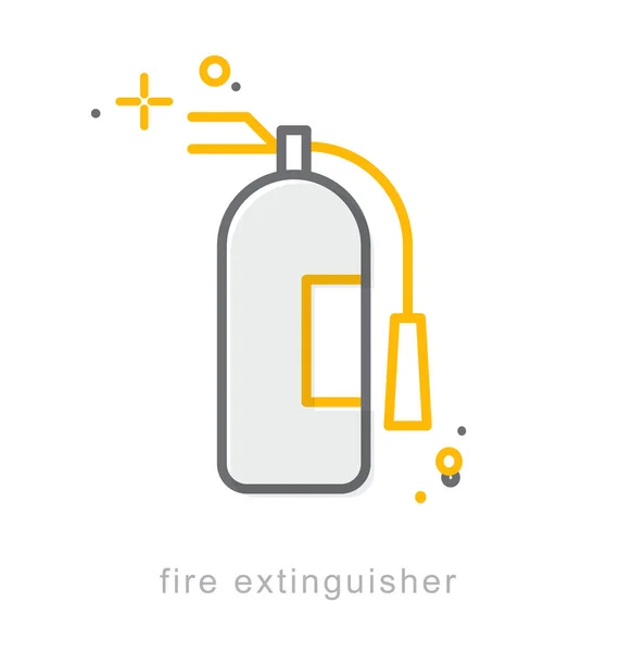 Iconos de línea delgada, extintor de incendios — Vector de stock