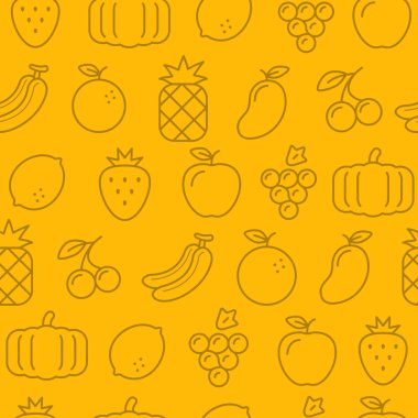 Farklı çizgi stili simgeler seamless modeli, Icons set, meyve-y