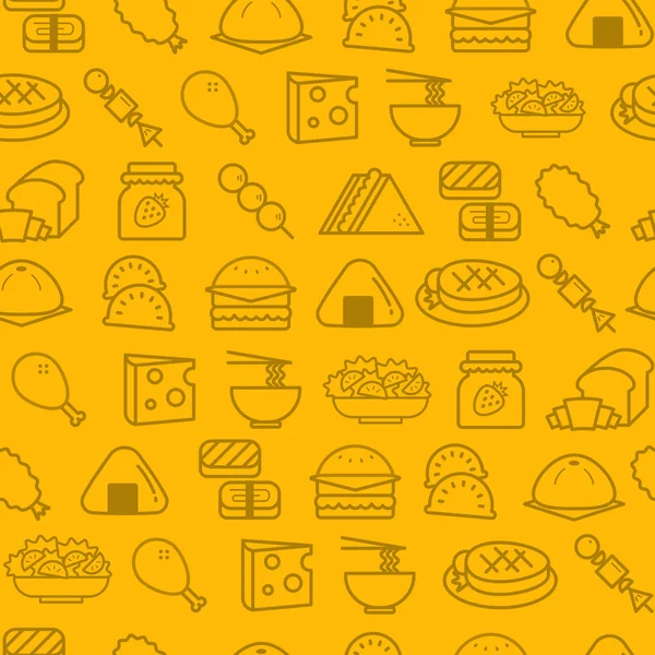 Diferentes ícones de estilo de linha padrão sem costura, conjunto de ícones, Food-yel — Vetor de Stock