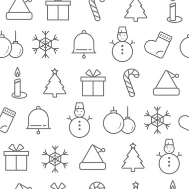 Farklı çizgi stili simgeler seamless modeli, Noel