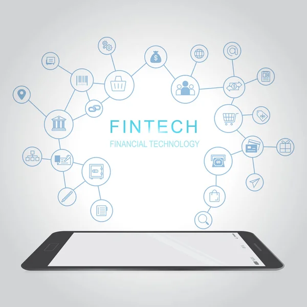 Fintech yatırım finansal Internet teknoloji kavramı — Stok Vektör
