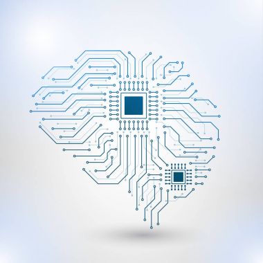 Teknoloji düşük Poli dizayn ikili rakamlar ile insan beyninin