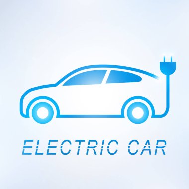 Elektrikli otomobil ve elektrik şarj istasyonu sembol simge