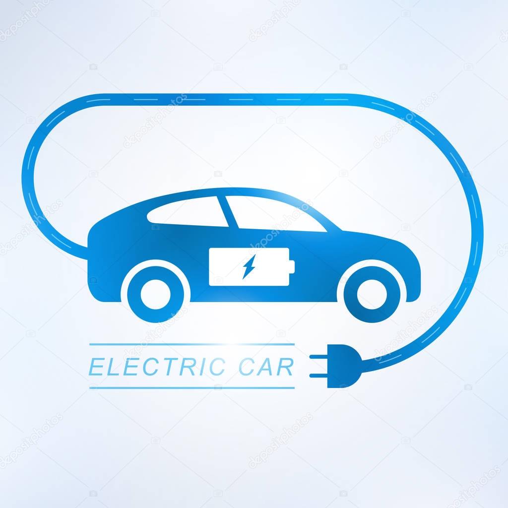 Electric car and Electrical charging station symbol icon, Vector illustration