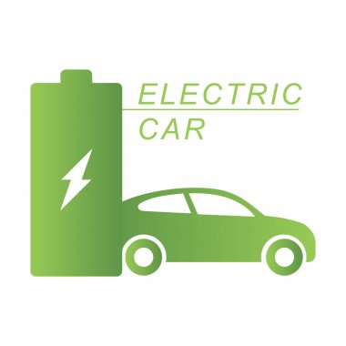 Elektrikli otomobil ve elektrik şarj istasyonu yeşil simge