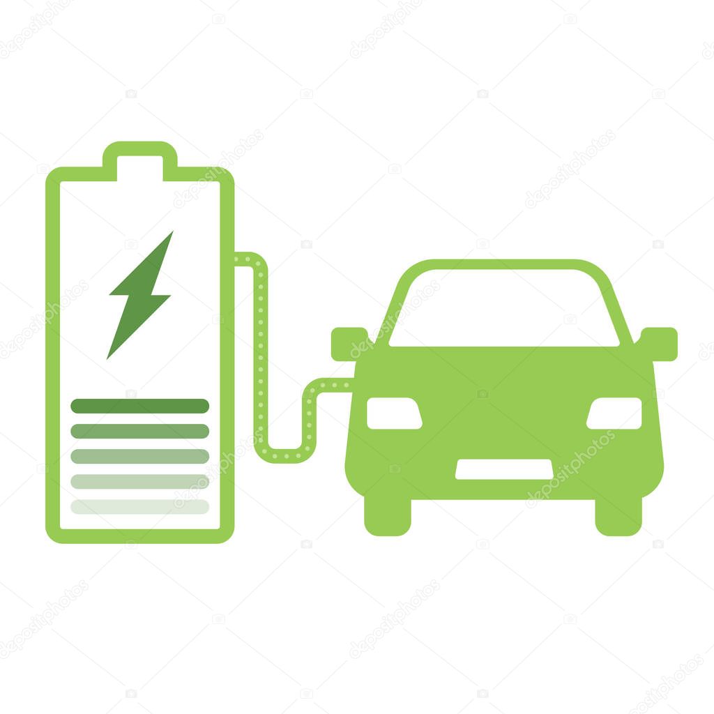 Electric car and Electrical charging station symbol icon, Vector illustration