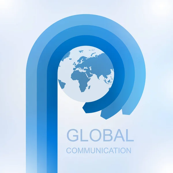 Wereldwijde communicatie met pijl in een cirkel rond de wereld — Stockvector