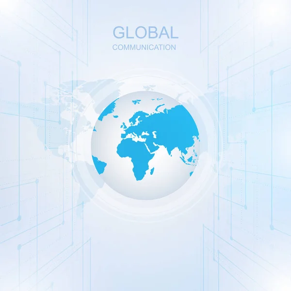 Global kommunikation med digitalteknik i världen — Stock vektor