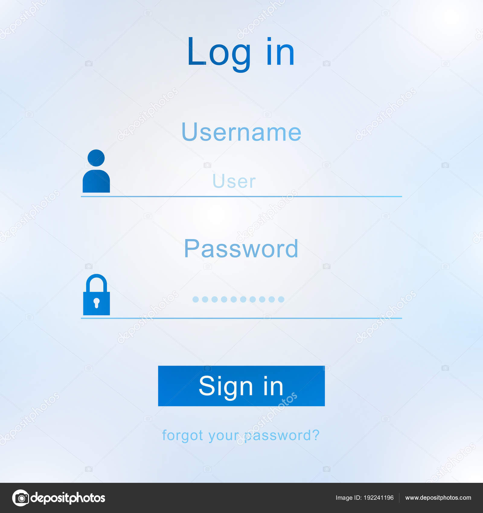 Login Screen Interface Username And Password — Stock Vector