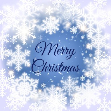 neşeli Noel mesajı ve açık renkli kar taneleri ile. vektör çizimi eps 10.