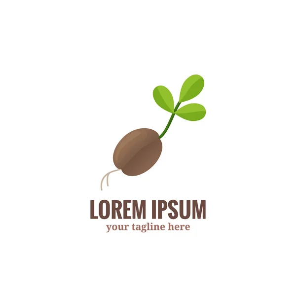 Logotipo Sprout. Una planta de estilo de forma con semillas y hojas verdes ilustración vectorial. Versión negra incluida . — Vector de stock