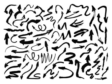 El boya fırçası vektör okları çekilmiş. Grunge ok beyaz ayarla.