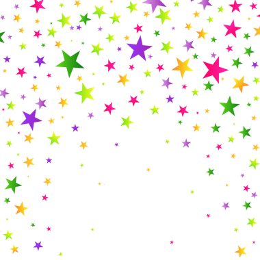 Renkli arka plan ile birçok düşen konfeti. Vektör çizim