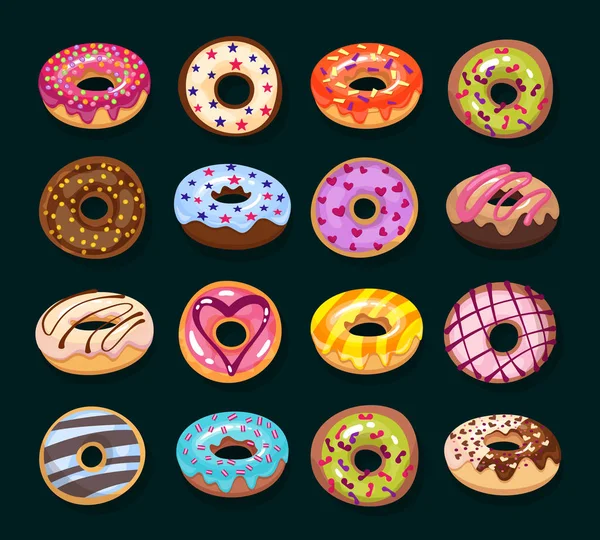 Donut Ikonuppsättning — Stock vektor