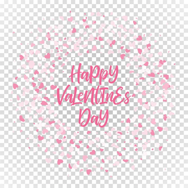 Pink Valentines harten patroon krans op transparante achtergrond. — Stockvector