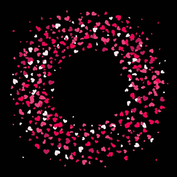 Różowe serca Valentines wzór wieniec na przezroczystym tle. — Wektor stockowy