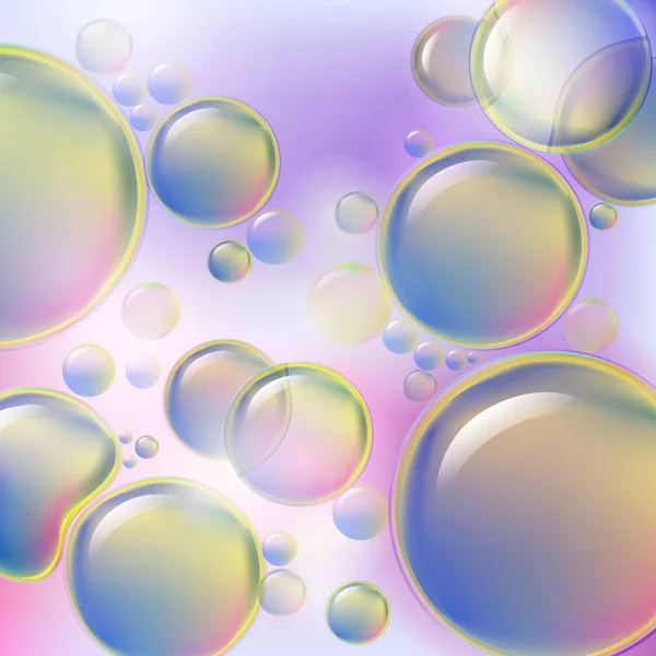 Burbujas coloridas abstractas que se elevan sobre un fondo suave. Gotas de aceite o estructura celular antecedentes científicos . — Archivo Imágenes Vectoriales