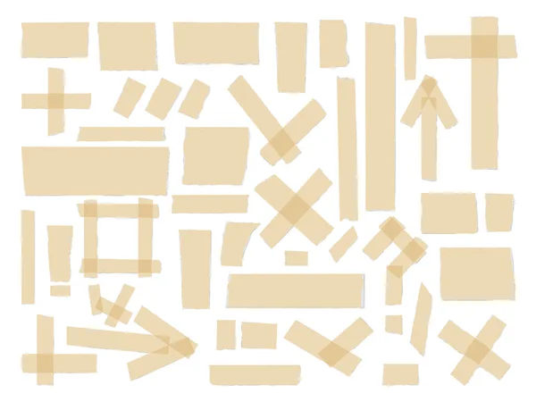 Scotch, collection de ruban adhésif, différentes pièces de taille isolées sur fond blanc. Ensemble vectoriel — Image vectorielle