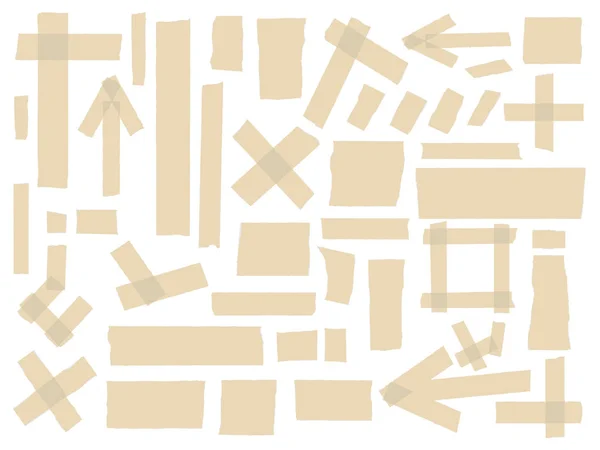 Скотч, коллекция клейкой ленты, кусочки разного размера изолированы на белом фоне. Векторное множество — стоковый вектор