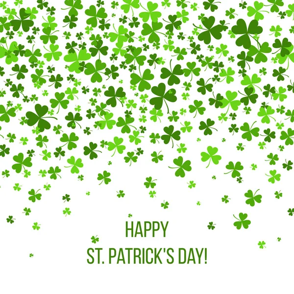 Saint Patrick s Day Rand mit grünen vier und Baumklee Blatt auf weißem Hintergrund. Vektorillustration. Vorlage. Glücks- und Erfolgssymbole — Stockvektor