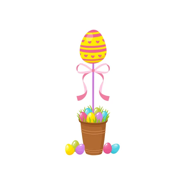 Árbol de huevos. Elemento tradicional de Pascua. Fiestas religiosas símbolos aislados sobre fondo blanco . — Vector de stock