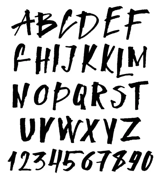 手画的刷字体。大写和小写手绘墨 Abc，为您的设计创意字母. — 图库矢量图片