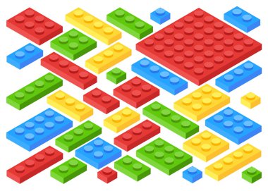 Isometric Plastic Building Blocks and Tiles clipart