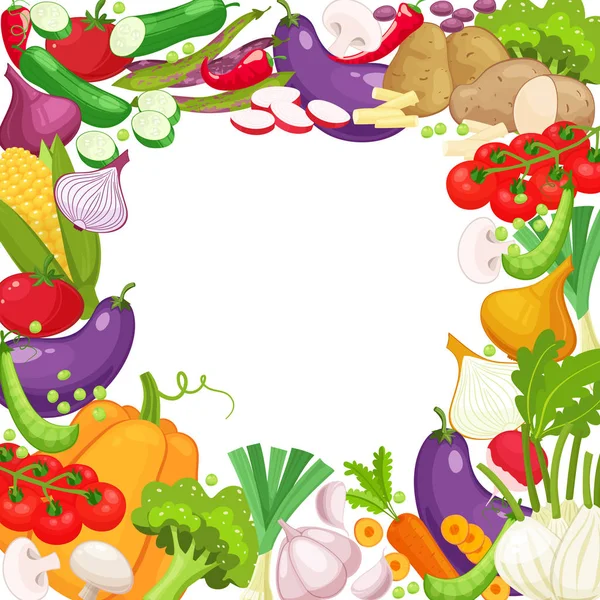 Векторная рама из свежих овощей для дизайна — стоковый вектор