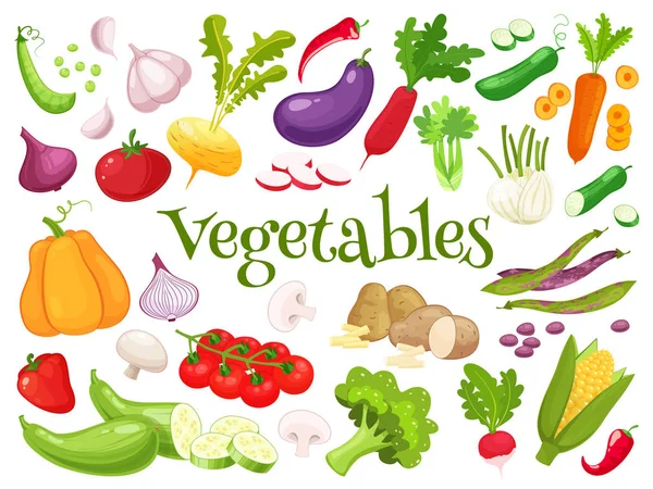 Conjunto de verduras frescas para su diseño — Vector de stock