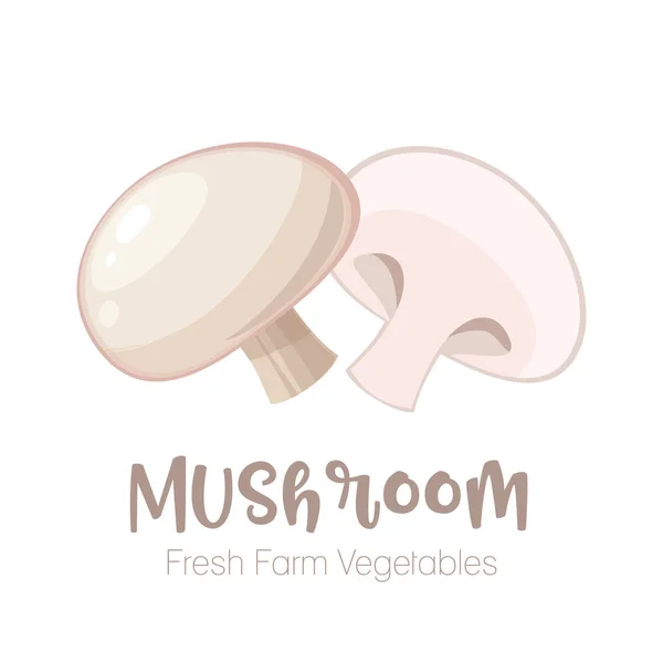 Vector mushroom isolated on white background.Vegetable illustration for farm market menu. Healthy food design poster. Cartoon style vector illustration — Stock Vector