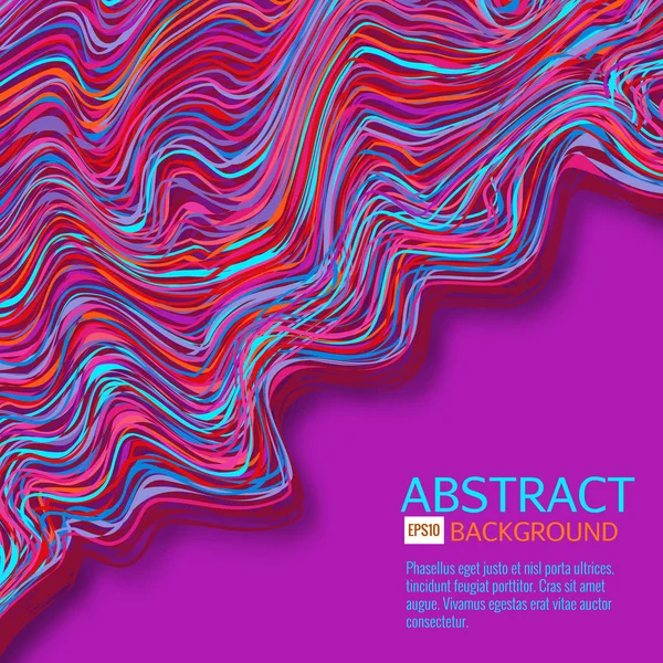 Vetor deformado linhas de fundo. Listras flexíveis torcidas como dobras volumétricas formadoras de seda. Listras coloridas de largura variável com sombras e destaques. Ilustração vetorial — Vetor de Stock