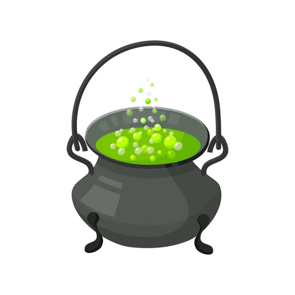 Halloween witch s cauldron with potion. Halloween icon isolated on white background — Stock Vector