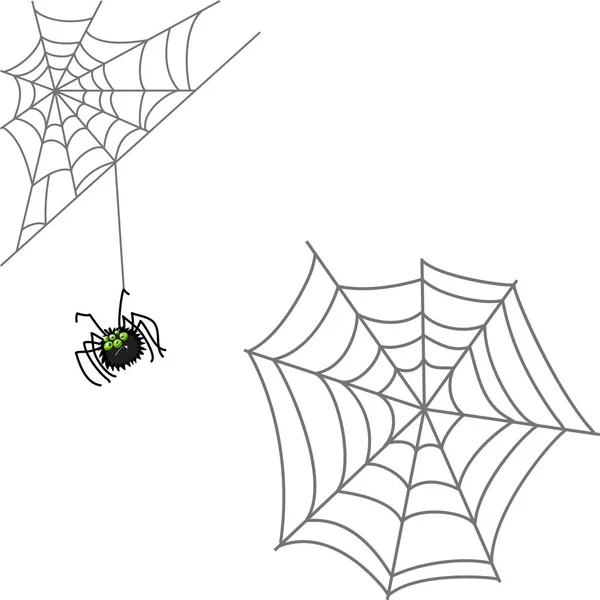 Spin en web. Halloween pictogram geïsoleerd op witte achtergrond — Stockvector