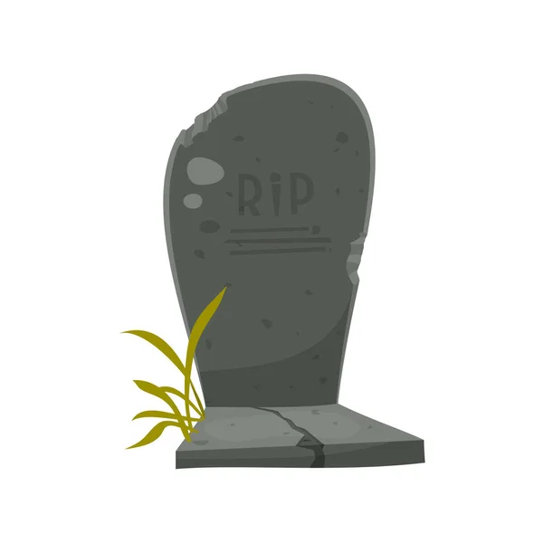 Kreslený náhrobek s Rip ilustrace náhrobní kámen legrační karikatura halloween hřbitov krajinu s Odpočívej v pokoji nápis — Stockový vektor