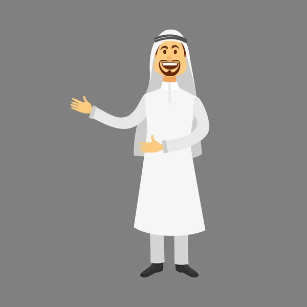 Images de bande dessinée ensemble de l'homme arabe en vêtements arabes traditionnels illustration vectorielle isolée — Image vectorielle