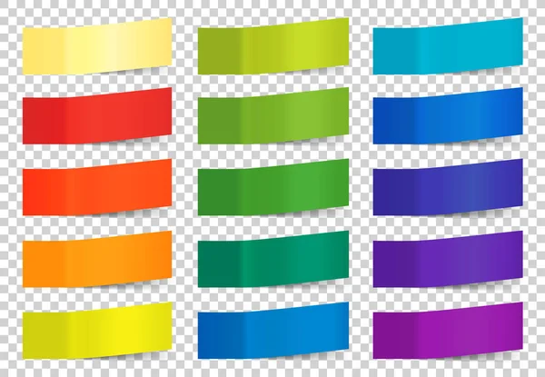 Ensemble de notes autocollantes vectorielles colorées sur fond blanc — Image vectorielle