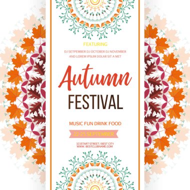 Sonbahar Festivali arka plan. Davet afiş ile sonbahar yaprakları. Vektör çizim