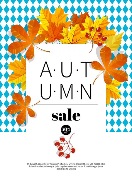 Höstens försäljning vintage vektor typografi affisch med färg höstlöv. — Stock vektor