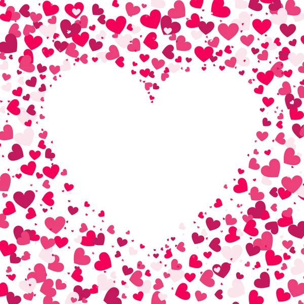 Färgglad bakgrund med Heart Confetti. Alla hjärtans dag gratulationskort eller bröllop inbjudan bakgrund fest design. Tecknad platt stil vektor illustration. — Stock vektor