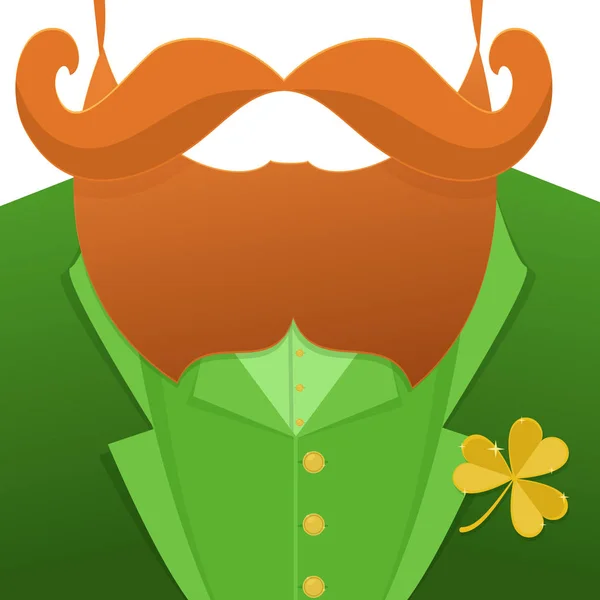 Beije-me, im Irish.Saint Patrick Dia personagem duende com terno verde, barba vermelha, e não face.Background para cartazes, convites, banners web e cartão de saudação. — Vetor de Stock