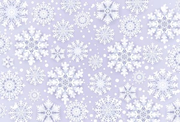 Papel de Natal corte 3d flocos de neve com fundo azul sombra. Ano Novo e elementos de design de Natal. Temporada Decoração do cartão de saudações .Origami Snowfall. Ilustração vetorial . — Vetor de Stock