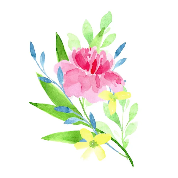 Flower ornamation.pink rose, Cherry, red tulip and grass bouquet.mother day, Easter gift digital CLIP art.wedding, engagement watercolor illustration. — 스톡 사진