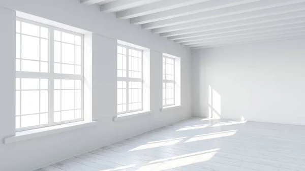 Interior da sala branca com parede em branco — Fotografia de Stock