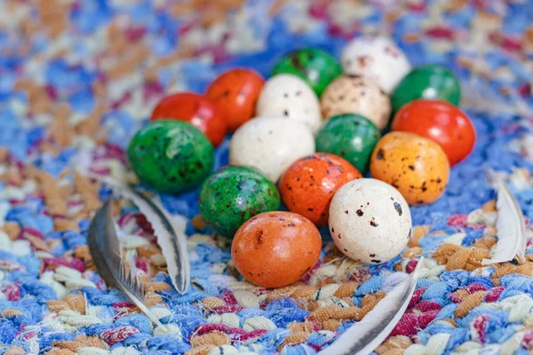 Easter Chocolate Eggs Festive Table Close — Stock Photo, Image